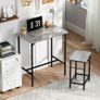 Bar Table Set Bar Table with Bar Stool Set Dining Table with 2 Chairs with Non-Slip Foot Pads Gray Image 3
