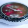 Winner Automatic Watch Skeleton Back Silvertone Red Dial Date Black Band Works Image 6