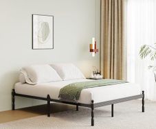 Metal Double Bed Frame with Underbed Storage and Steel Slat Support - Easy Assembly, Noise Free - 35.5cm High