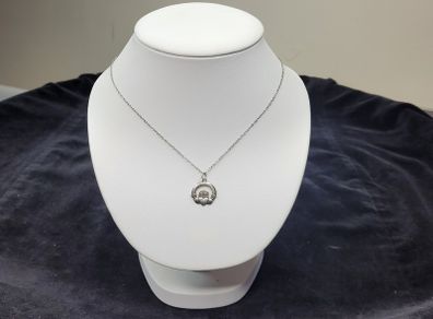 Vintage Sterling Silver Claddagh Pendant Necklace with Original Box