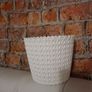 white woven basket effect plant pot Image 2