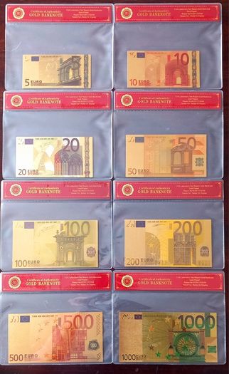 European EURO Set - Euro 24K Gold Plated Banknotes