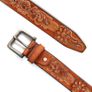 Unisex Genuine Leather Tooled Belt Vintage Floral Western Leather Belt Image 7