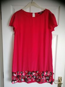 Red Asos dress with sparkly 3d flowers..