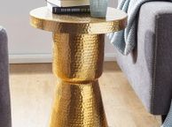 main image for ad Side Table 43 x 59 x 43 cm  Gold  Decorative Oriental Round Designer Storage Table Metal Modern Side Table Slim Small Hammered Table