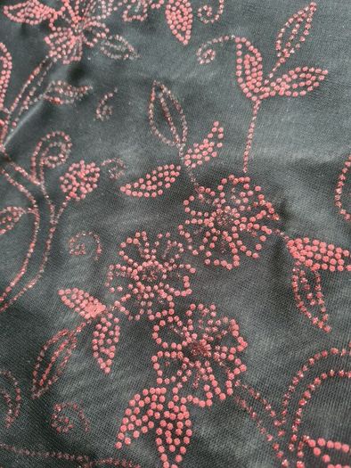 Women's Black & Red Glitter Top - Size Small