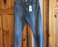 Bnwts Mango Ladies blue denim cropped frayed jeans size 12 including post