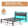 5ft Upholstered Bed Frame Kingsize with Charging Station and LED Lights Image 5