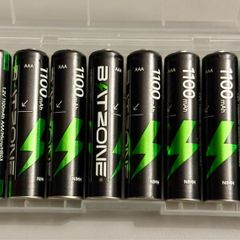 BATZONE 8 x AAA Rechargeable Batteries, Ni-MH 1100mAh High Capacity AAA Battery, 1200 Tech Ni-MH Batteries, Low Self-discharge 1.2V AAA, with Battery Protection Box