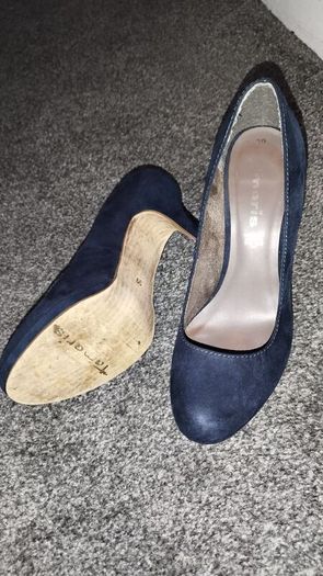 Navy suede high heels