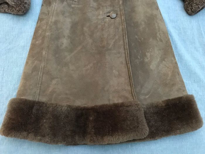 Vintage Ladies Mocklers Genuine Leather Shearling Nor'Easter Long Coat Size UK 8