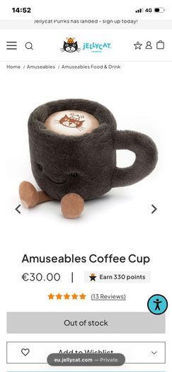 New JELLYCAT Amuseable Coffee Cup