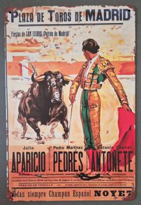 Vintage Style metal  sign, Spanish bull fight advertisement.