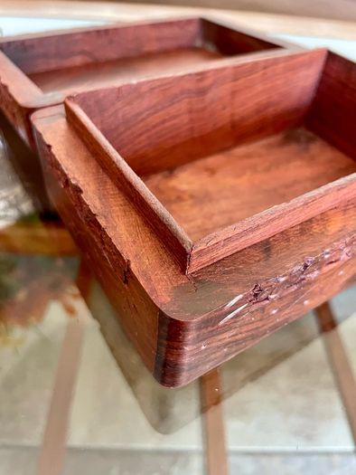 Vintage Indian Floral Design Hand Carved Sheesham Rose Wood Jewellery Keepsakes Box