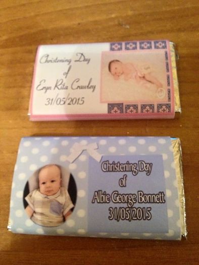 Personalised christening bars x 15