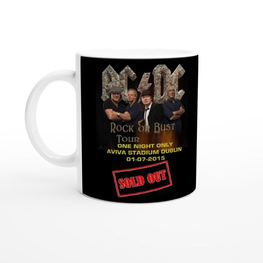 Ac/dc Aviva Stadium Dublin 2015 Commemorative White 11oz Ceramic Mug