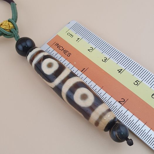 Vintage 3 Eyes Himalayan Tibetan Agate Dzi Bead Amulet