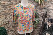Vintage 90s 00s multicoloured geometric pattern top size small
