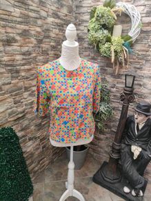 Vintage 90s 00s multicoloured geometric pattern top size small