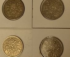 Four English 2 Shilling Coins 1956 to 1965