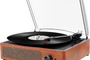 FREE EXPRESS SHIPPING Bluetooth Record Player Belt-Driven 3-Speed Turntable, Vintage Vinyl Record Players Built-in Stereo Speakers, with Headphone Jack/Aux Input/RCA Line Out, Wooden