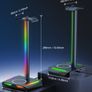 Headphone Stand RGB Headset Holder with Wireless Charger, Headset Stand Gaming Headphone Holder with 2 USB-C and 1 USB Charging Ports, 7 Light Modes and Non-Slip Rubber Base (Black) Image 4