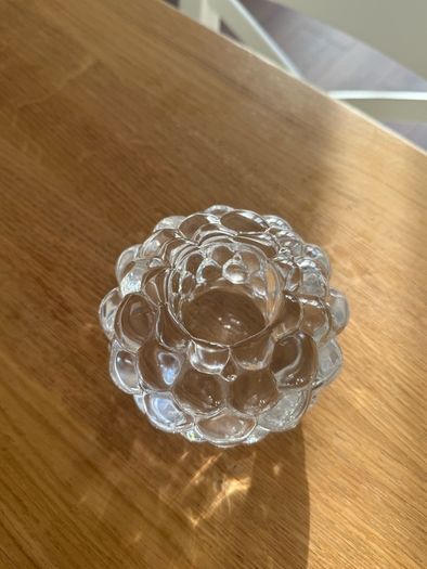 Genuine Orrefors Swedish Crystal Candle Holder Raspberry Collection
