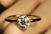 Gold Plated Sterling Silver Bezel set Moissanite Solitaire Ring