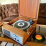 Vintage Mid Century Rare PYE Playboy Portable Vinyl Record Player in Teak Case Faulty Image 8