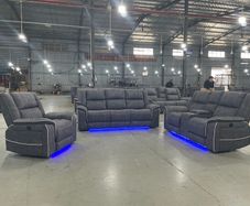 Hannan 3+2 Grey Electric Fabric Recliner Sofa
