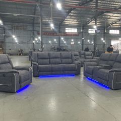 Hannan 3+2 Grey Electric Fabric Recliner Sofa