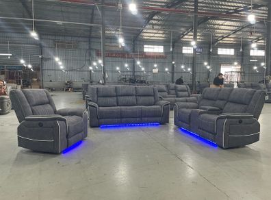 Hannan 3+2 Grey Electric Fabric Recliner Sofa