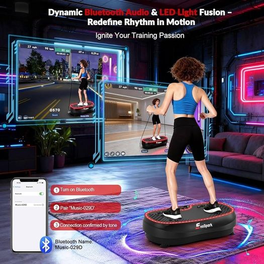 Vibration Plate EvoSpark 2026 2D 3D Vibration Plate Exercise Machine with Dual Motors Adjustable Speeds, High Weight Capacity Vibrating Plate for Lymphatic Drainage  Weight Loss