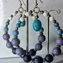Bohemia Ombre Blue Hues Beaded Hoop Pendulum Earrings Image 5