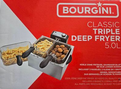 Bourgini Classic Triple Deep Fryer. New.
