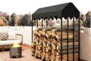 Outdoor log rack, log shelf with 600D Oxford protective cover capacity, steel 186x70x185cm