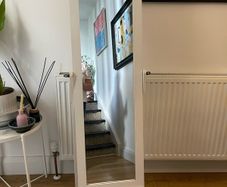 White Wooden Cheval Mirror Freestanding Full-Length Tilting Mirror