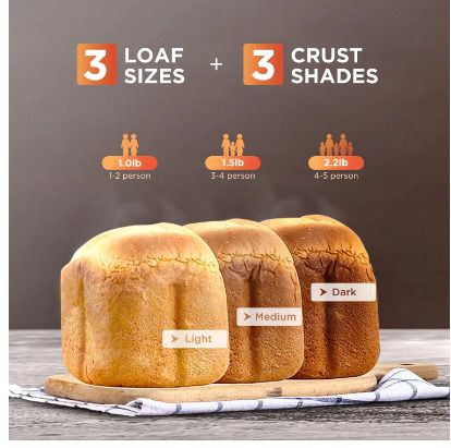 BRAND NEW Stainless Steel 1KG 15-in-1 Automatic Bread Maker 600W Programmable Bread Machine with 3 Loaf Sizes Fruit Nut Dispenser
