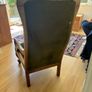 Mahogony Green Velvet Occasional Chair Image 3