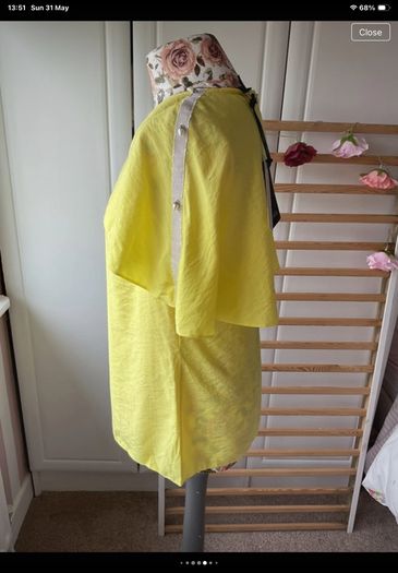 Statement bright yellow top size 10 cape effect short sleeve top