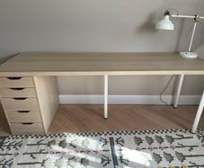 Ikea Oak effect desk with 5 drawer unit Lagkapten / Alex