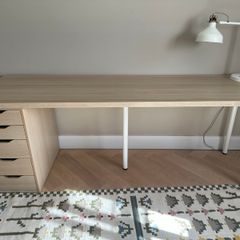Ikea Oak effect desk with 5 drawer unit Lagkapten / Alex