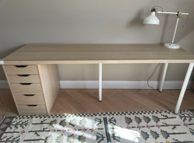 Ikea Oak effect desk with 5 drawer unit Lagkapten / Alex