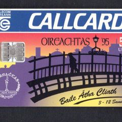 1995 Ireland 50 unit Oireachtas Irish language festival which took place in Dublin, while the card includes an illustration of the Ha' Penny Bridge located in Dublin City Centre (Schlumberger SC7) Call Card Used