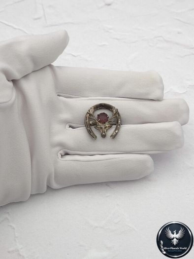 Vintage 925 Sterling Silver Ward Bros Stag & Horseshoe Brooch
