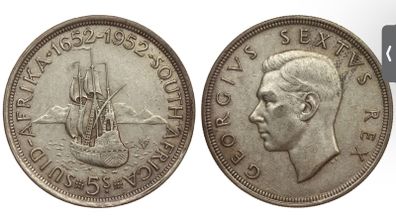 S.Africa 5 shillings 1952 Silver