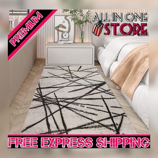 Area Rugs Living Room Rugs Bedroom Rug Modern Short Pile Rugs Artistic Bohemian Rugs Abstract Geometric Straight Line Pattern Carpets Non-slip Large Rug Beige pattern, 80x 120 cm MULTIPLE SIZES/COLOURS AVAILABLE (FREE SHIPPING)