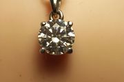Rhodium Plated Sterling Silver 1ct Moissanite Solitaire Pendant and Chain
