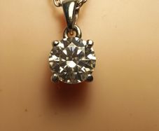 Rhodium Plated Sterling Silver 1ct Moissanite Solitaire Pendant and Chain