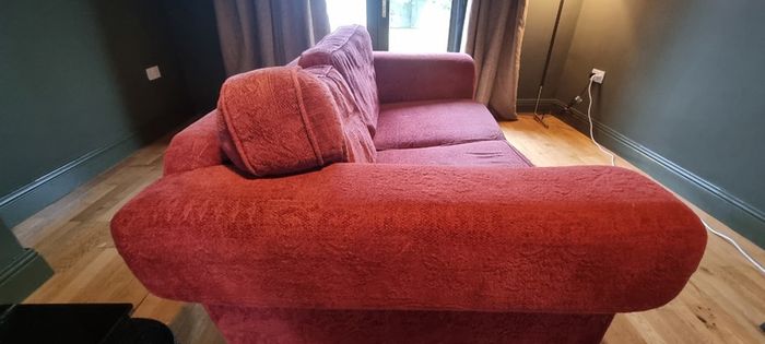 Well made two-seater fabric sofa for DIY enthusiast